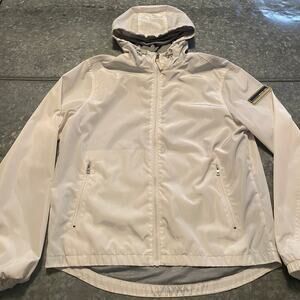 Michael Kors White Hooded Windbreaker Jacket Womens Medium Lined Lightweight